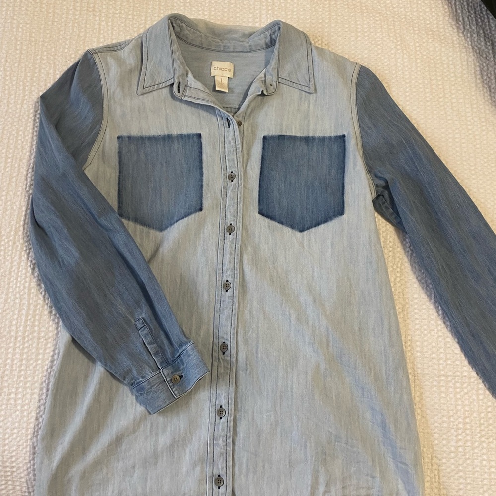 Chico’s Two Tone Denim Shirt
